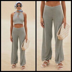 💕CULT GAIA💕 Shauna Knit Pant ~ Ultra High Rise Flared Leg Granite XS NWT